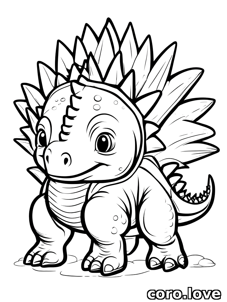 baby stegosaurus, ColoringBookAF, coloring book, isolated on white, simple minimal design, no decorations, no borders