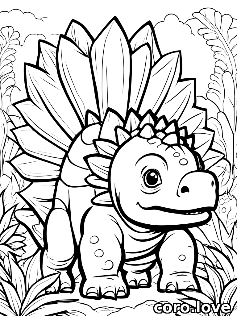 baby stegosaurus, ColoringBookAF, coloring book, isolated on white, simple minimal design, no decorations, no borders