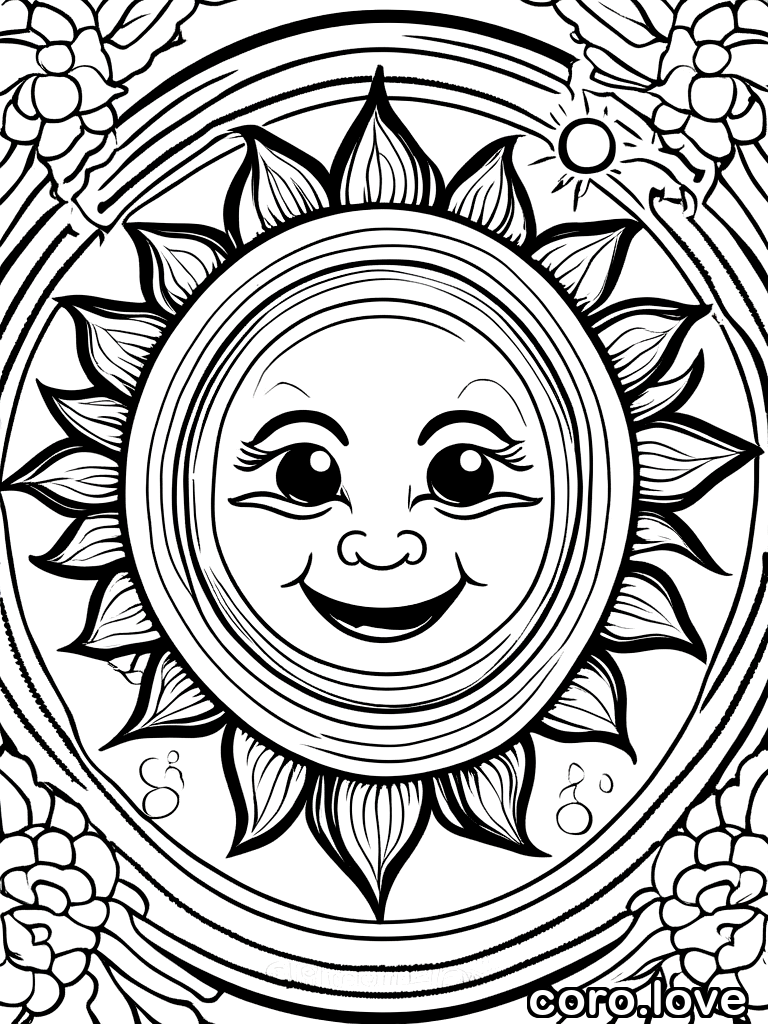 sun coloring page - Happy Sun