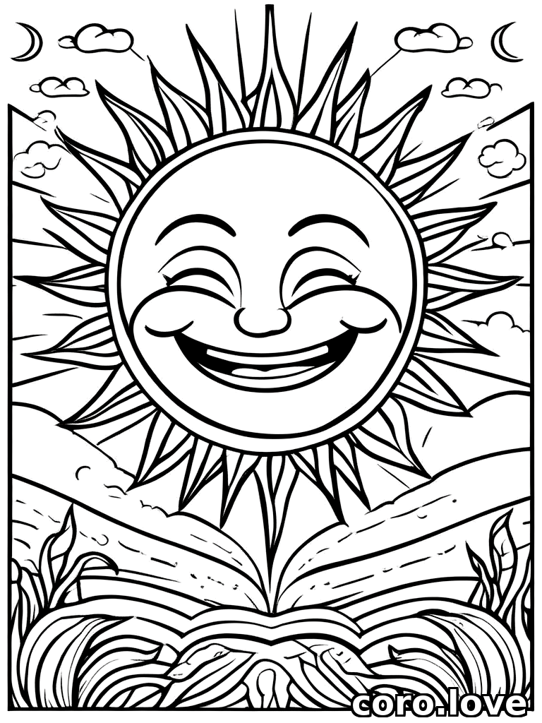 sun coloring page - Happy Sun