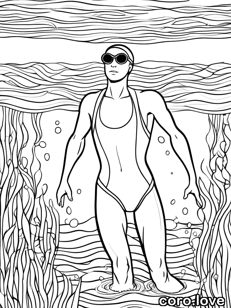 swimmer coloring page - Cute Swimmer