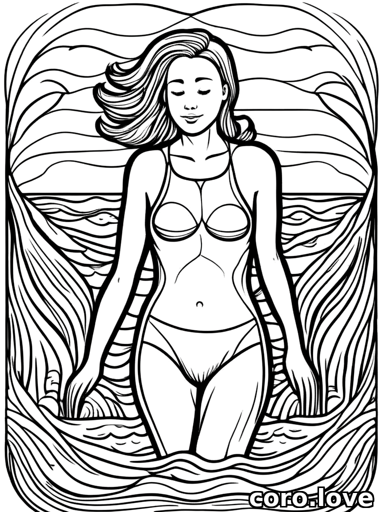 swimmer coloring page - Cute Swimmer