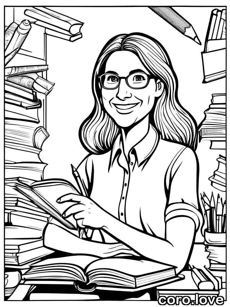 teacher coloring page - Teacher