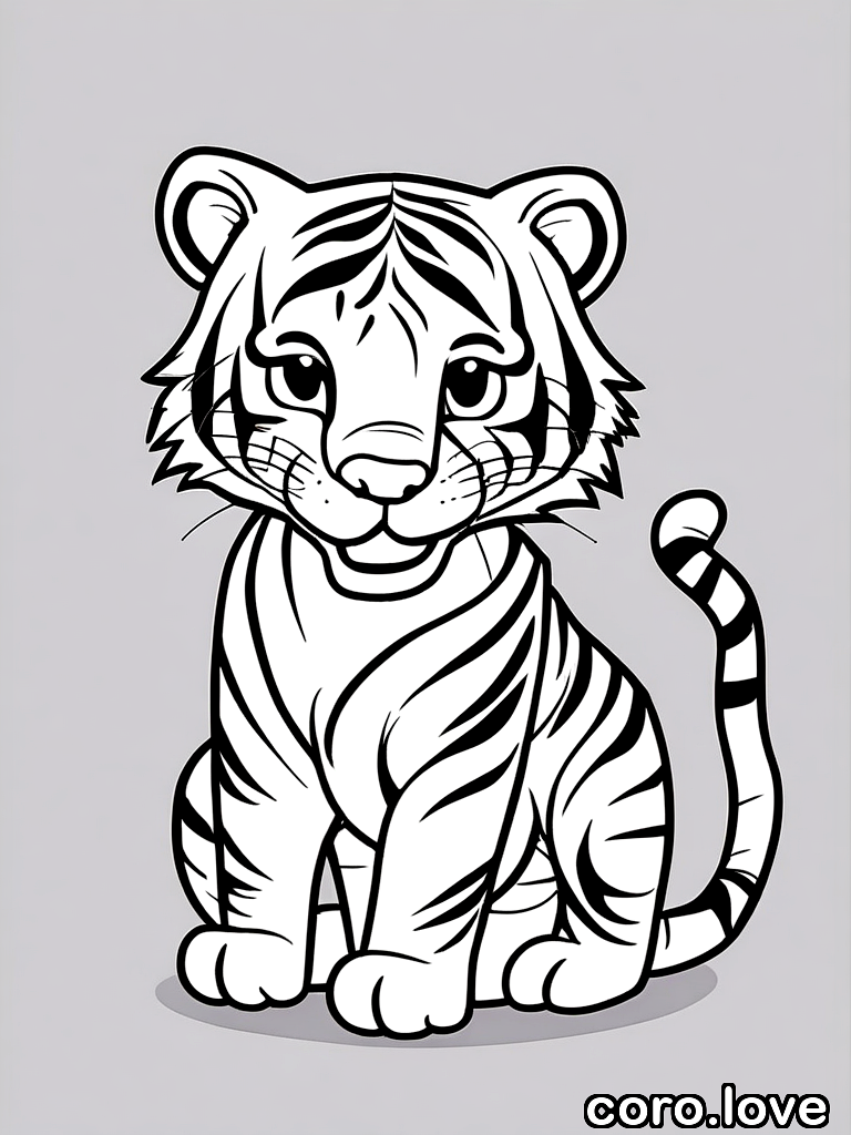 tiger coloring page - Cute Tiger