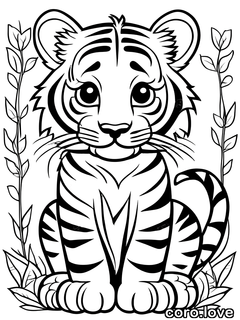 tiger coloring page - Cute Tiger
