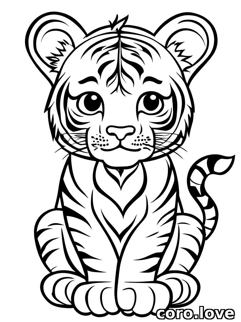 tiger coloring page - Cute Tiger