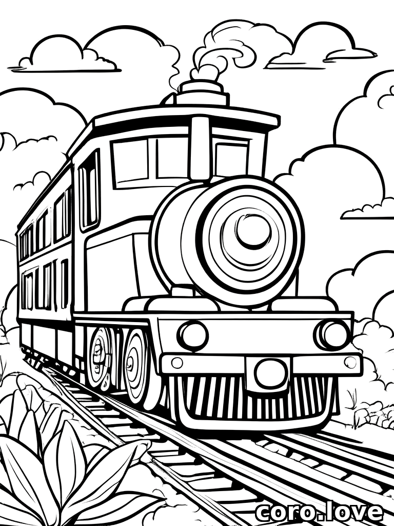 train coloring page - Cute Train
