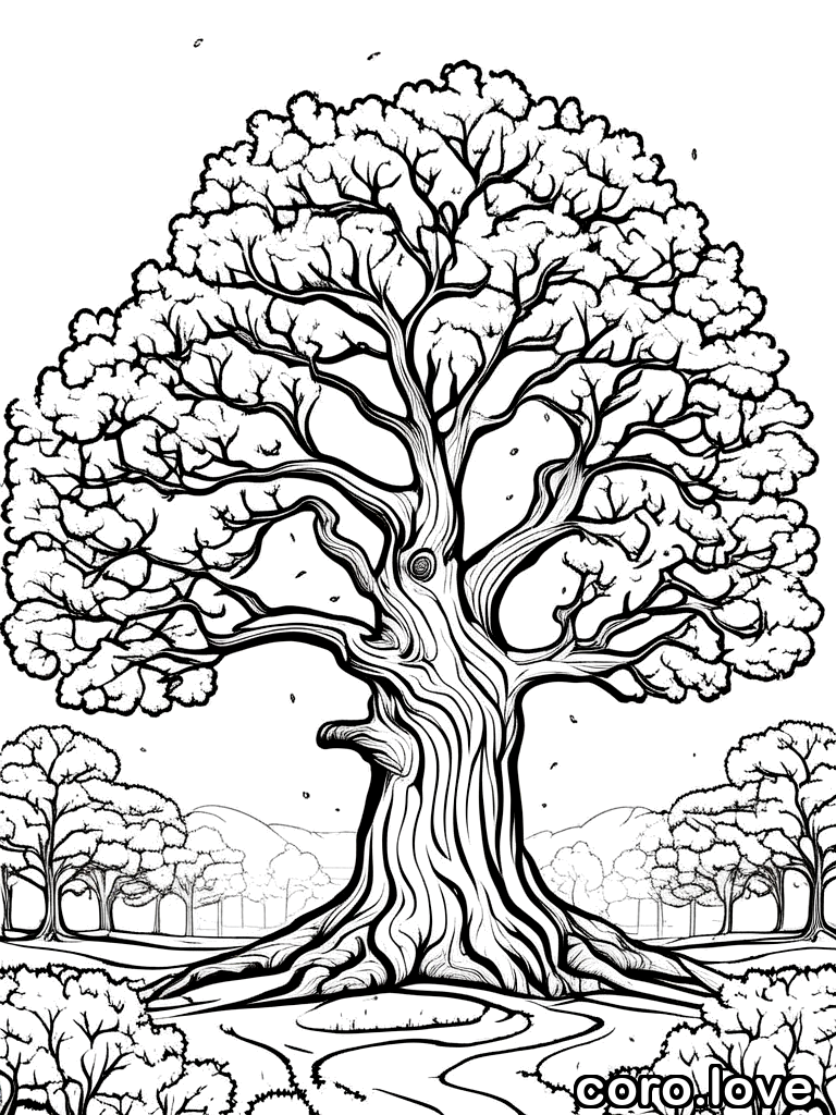 tree coloring page - Tree