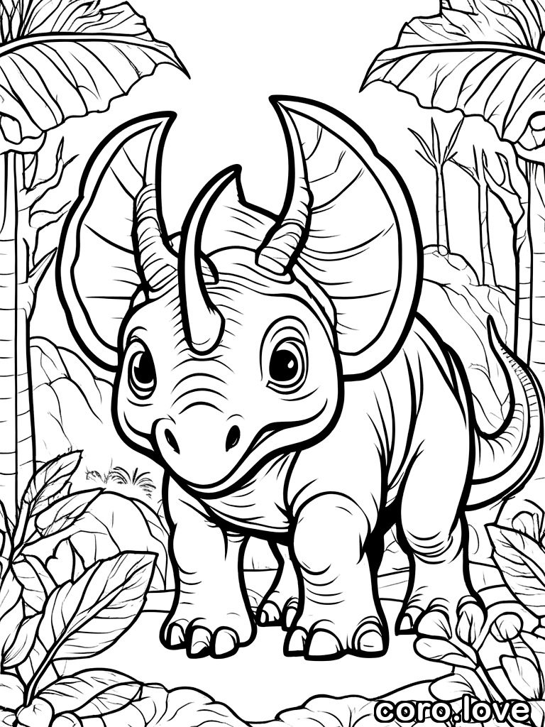 triceratops coloring page - Cute Triceratops