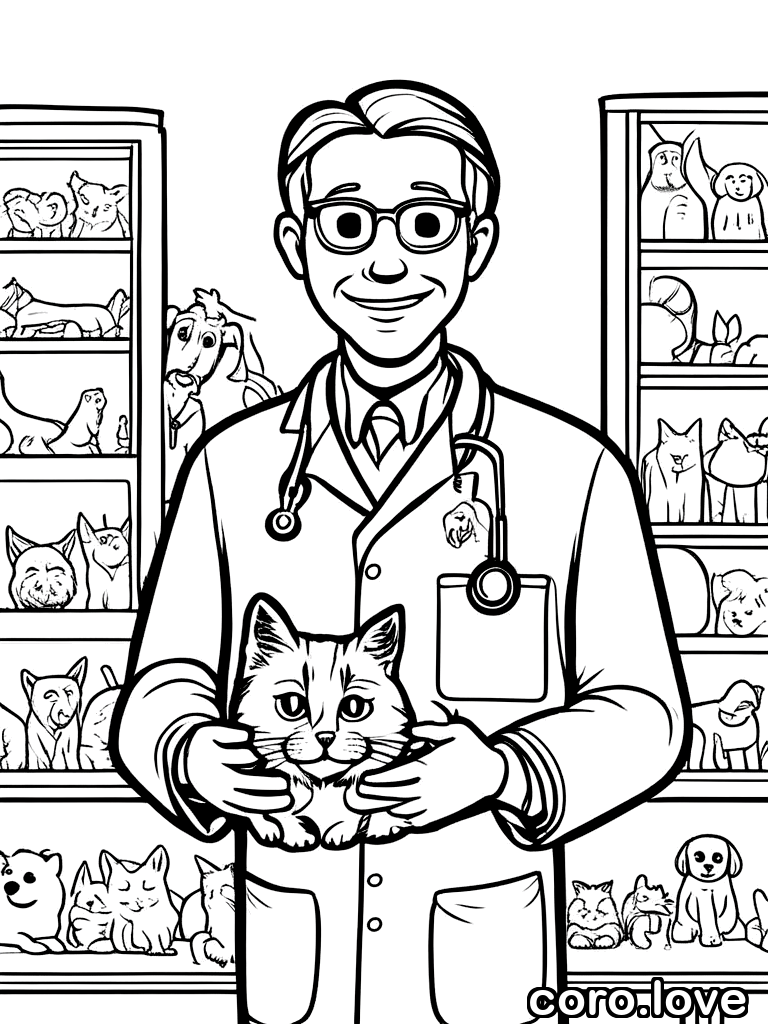 veterinarian coloring page - Veterinarian