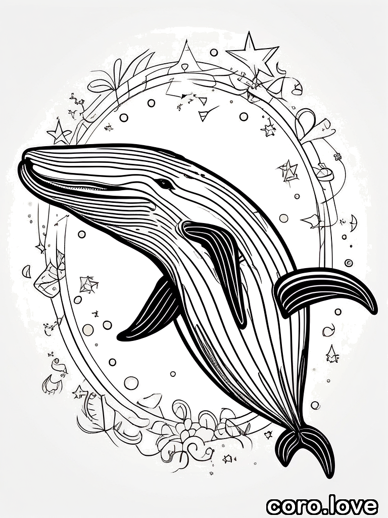 whale coloring page - Sweet Whale