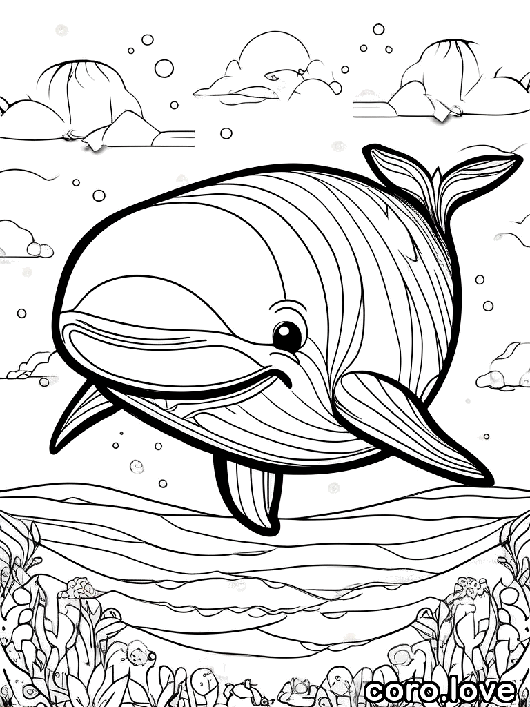 whale coloring page - Baby Whale