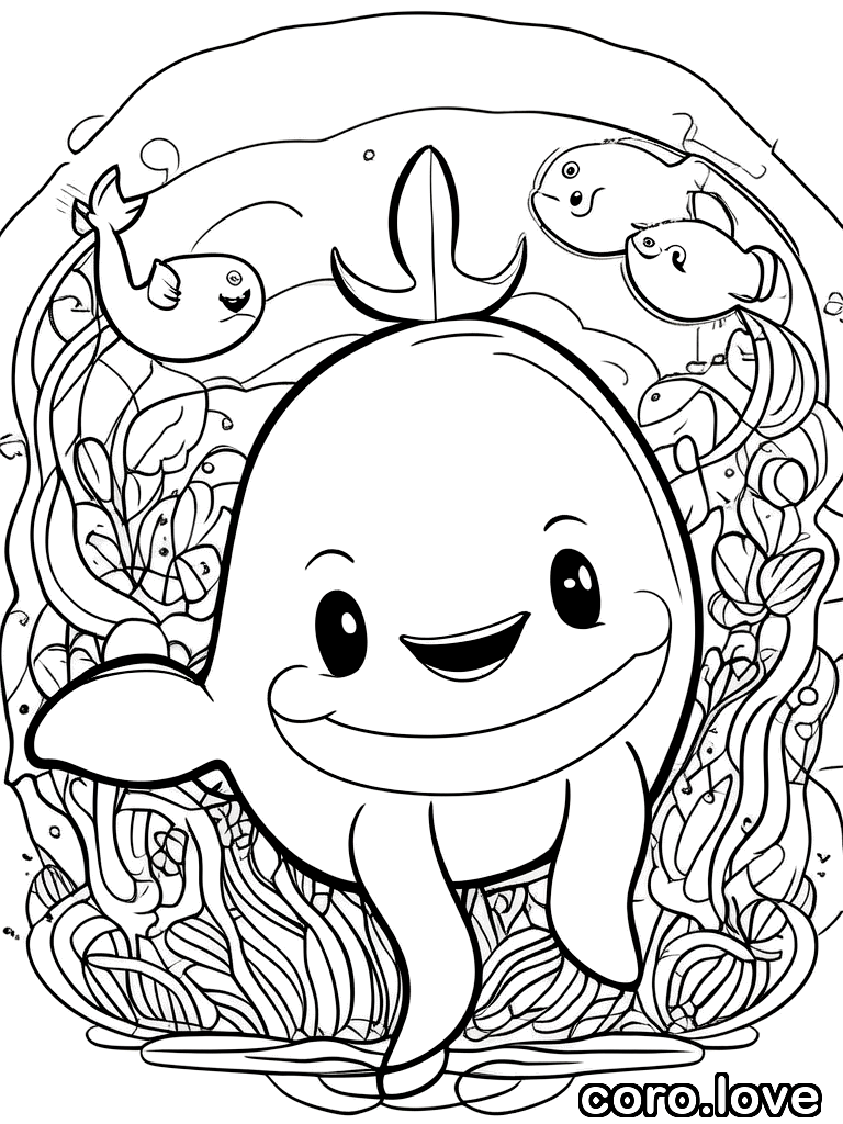 whale coloring page - Sweet Whale