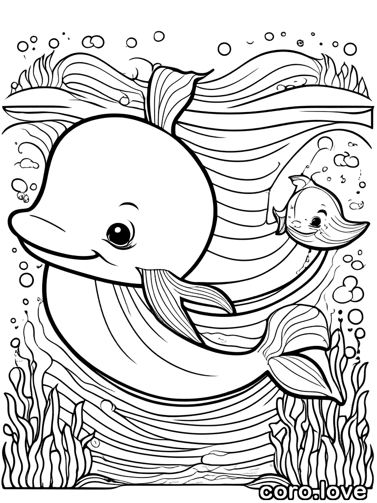 Whale coloring page - Baby Whale